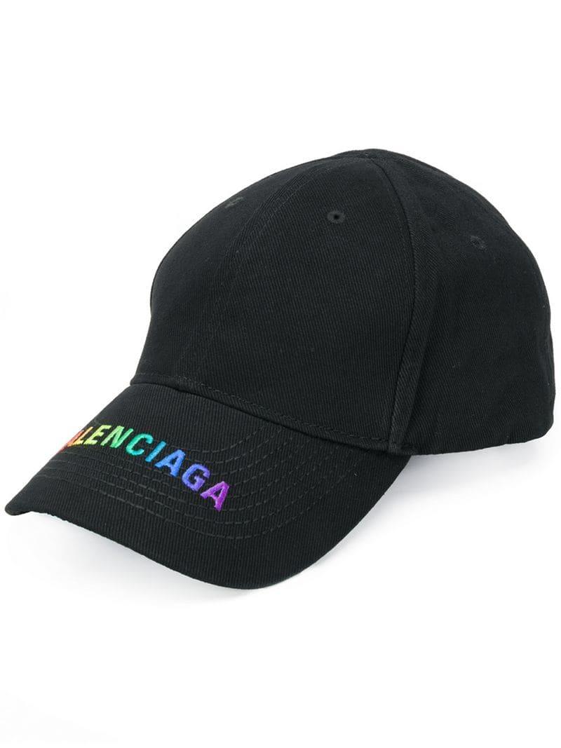 Balenciaga Cotton Rainbow Cap in Black for Men - Lyst