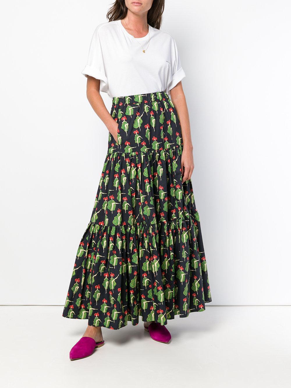 LaDoubleJ Cotton Can Can Print Maxi Skirt in Blue - Lyst