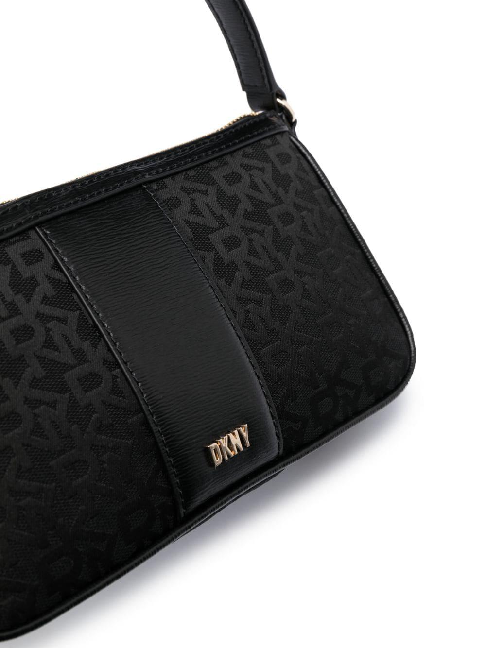 DKNY Monogram-jacquard Leather Tote Bag in Black | Lyst