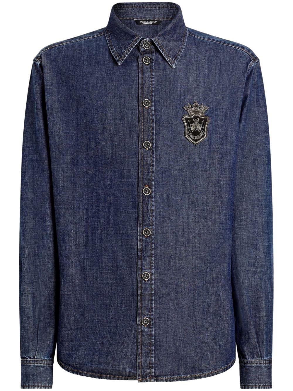 Dolce & Gabbana メンズ ブルー デニムシャツ シャツ