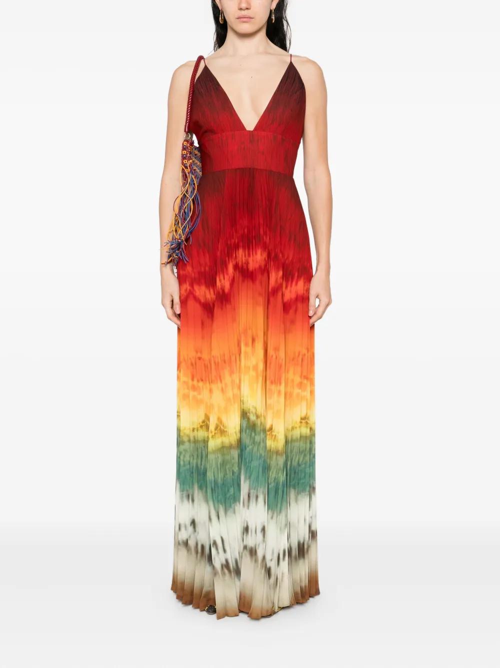 Alice + Olivia Pleated Tie-Dye Dress in Red | Lyst