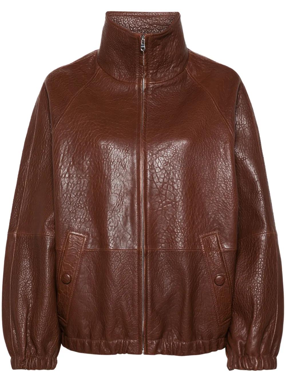 【SANDRO】オーバーサイズ レザー コート Distressed leather jacket black / gray For Women | Sandro Paris
