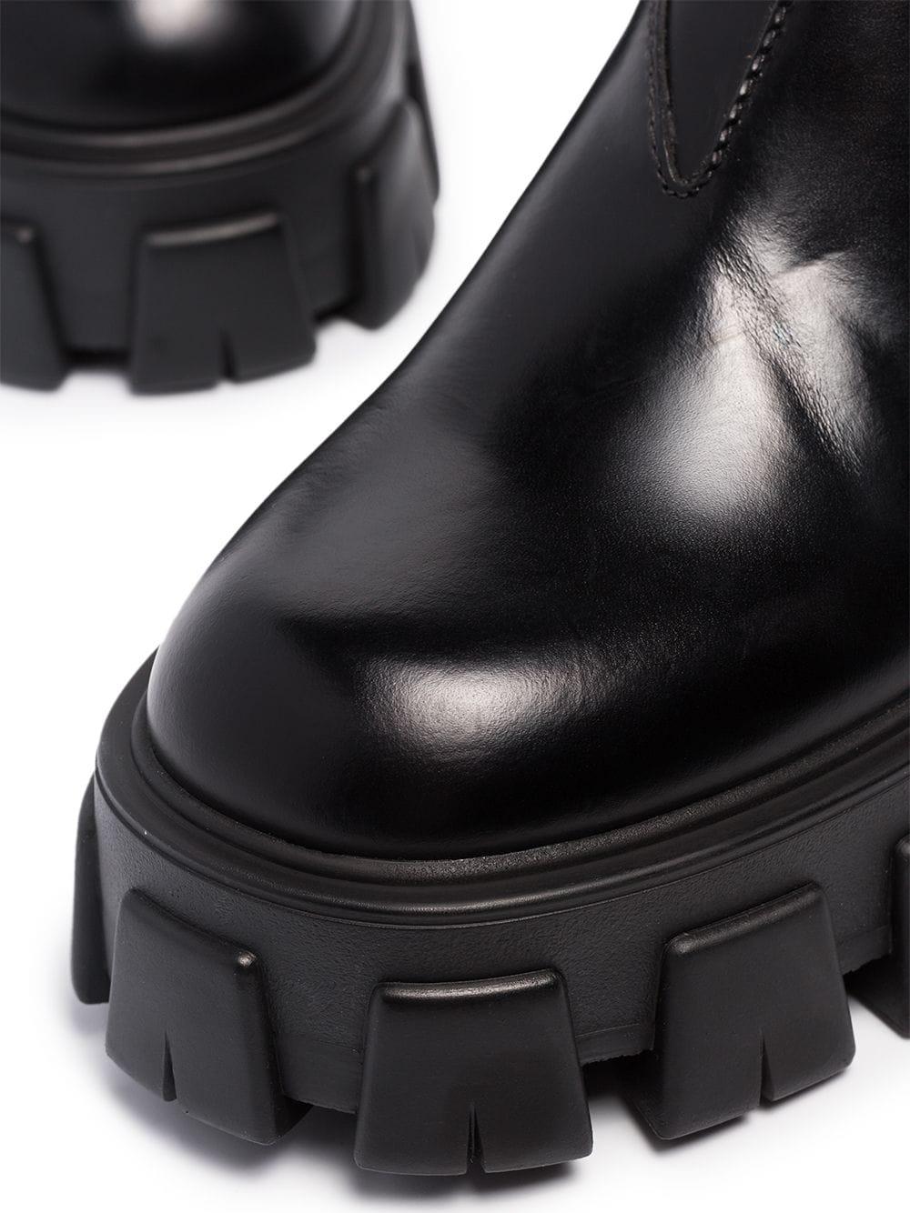 Prada Black 55 Chunky Leather Chelsea Boots - Lyst