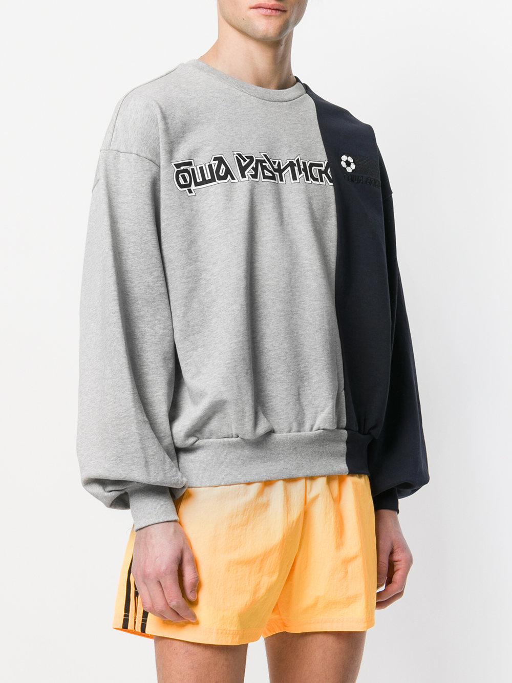 Gosha Rubchinskiy Cotton Bicolour Logo Sweater in Grey (Gray) for Men - Lyst