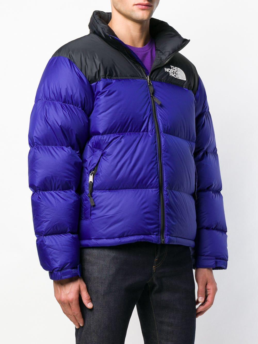 The North Face Synthetic Two-tone Puffer Jacket in Blue for Men | Lyst