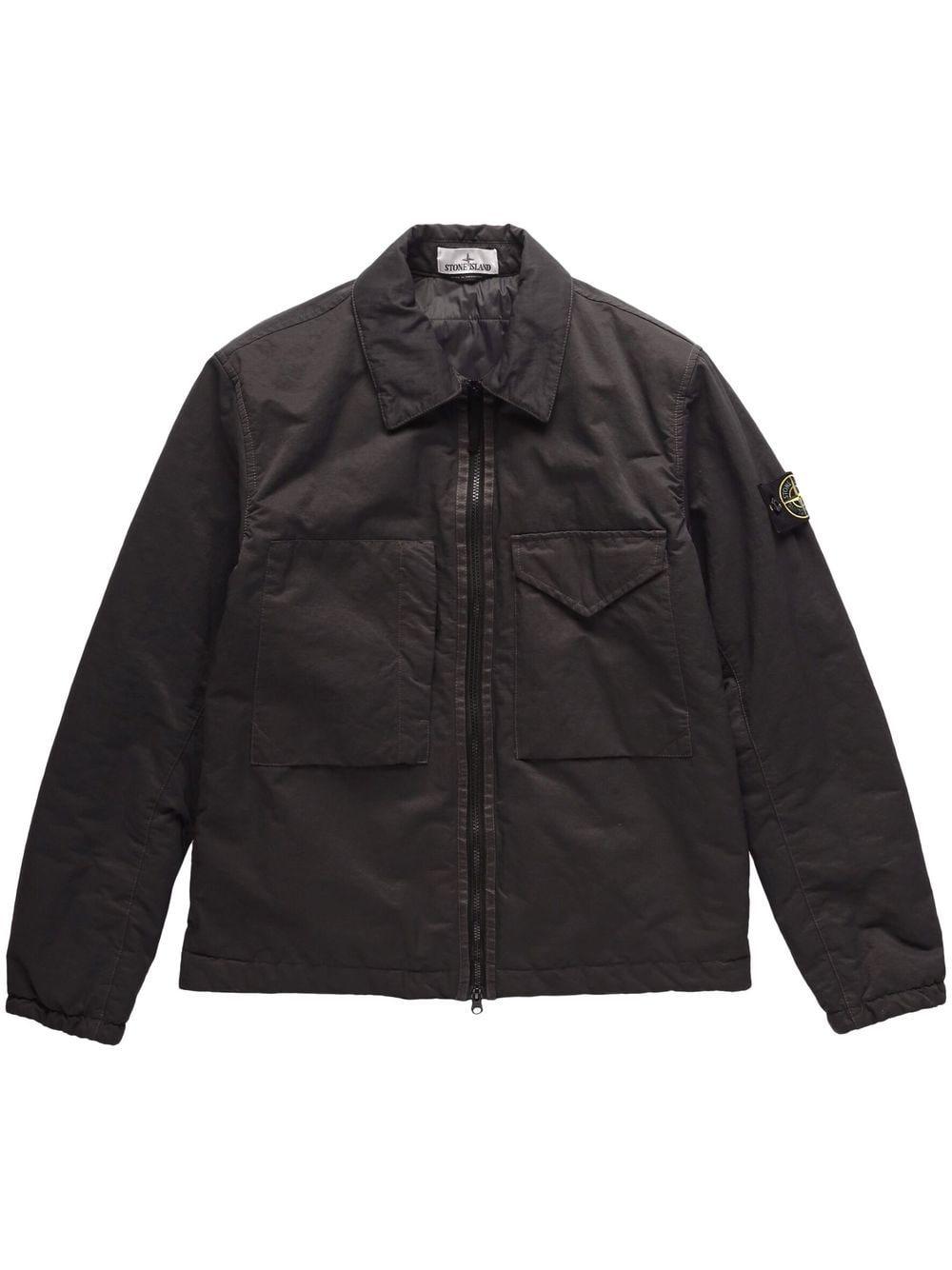 Stone Island Zipped-up Shirt Jacket in Black for Men | Lyst