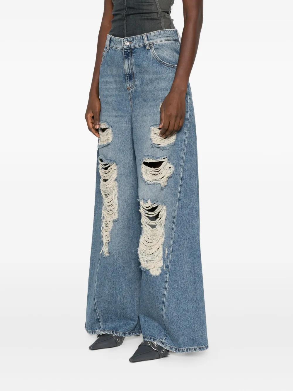 デニム・ジーパン BLUMARINE Woman Jeans Sky 4J105A M6D99 Stone-washed Superwide-leg Denim Jeans | Blumarine