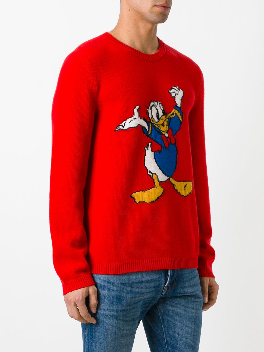 Gucci Wool Sweater With Donald Duck in Red for Men - Lyst