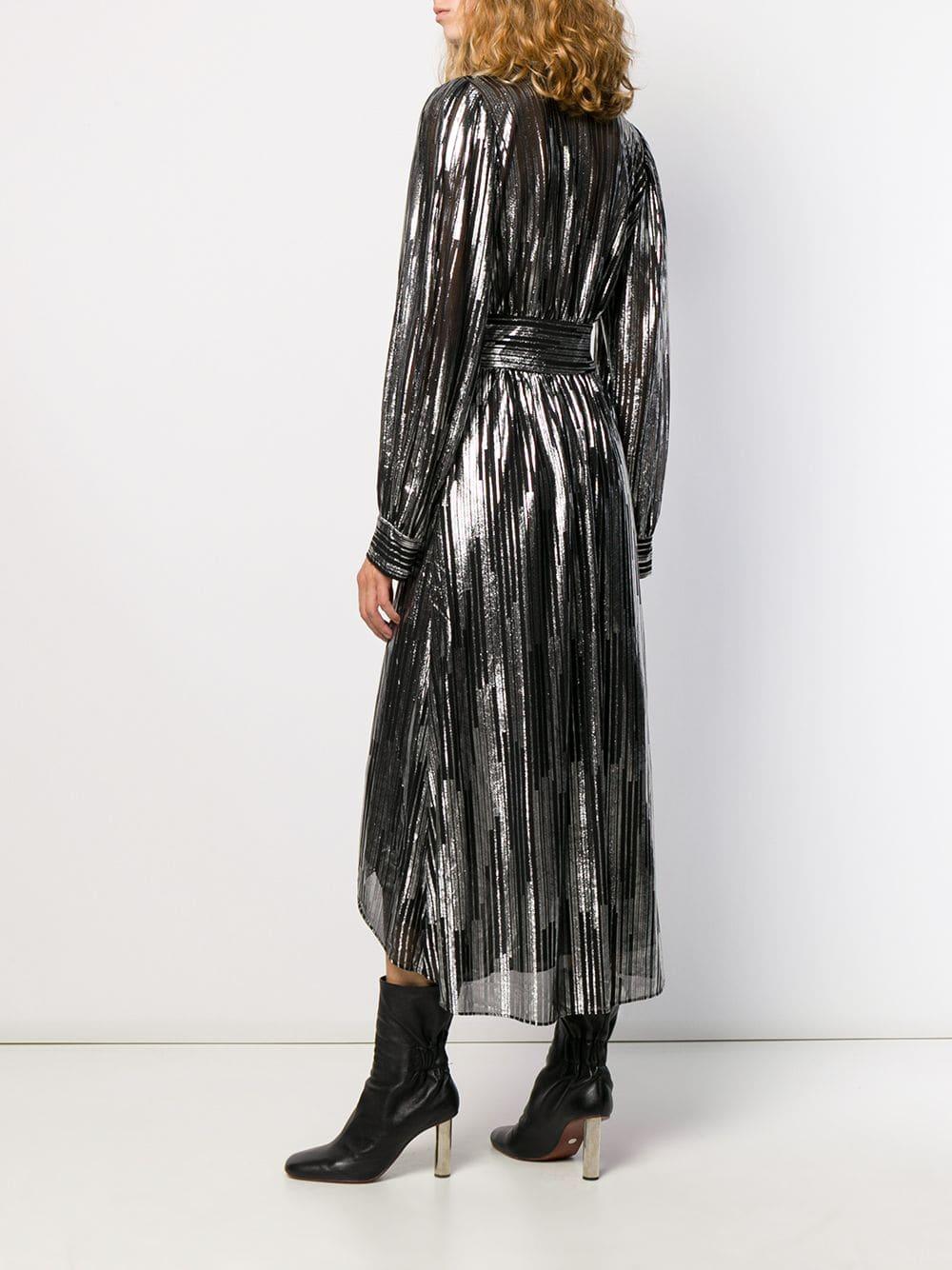 IRO Metallic Striped Midi Dress in Black - Lyst
