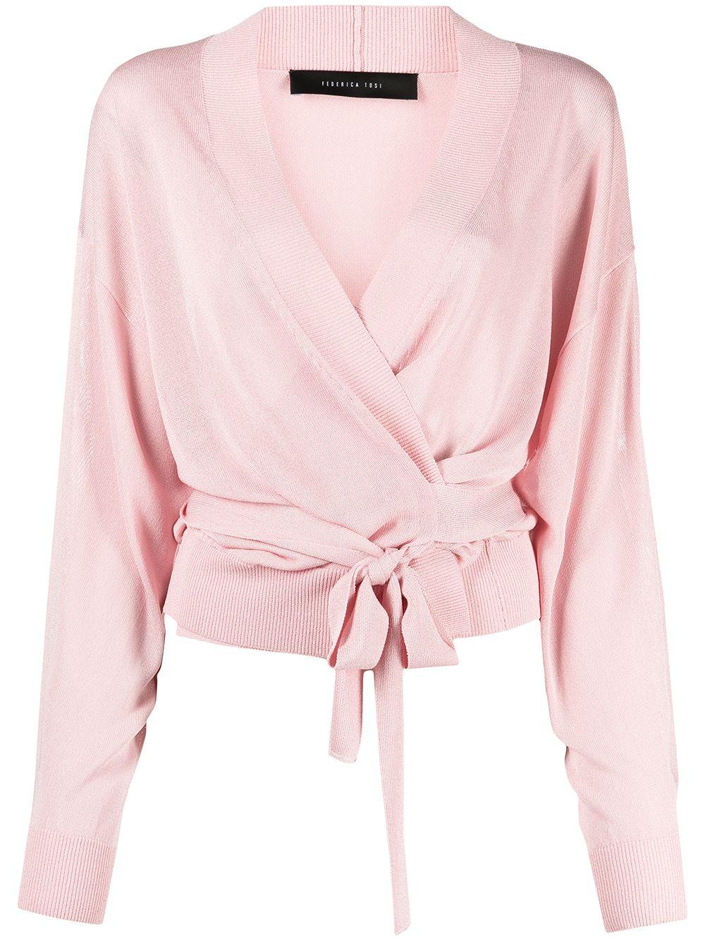 wrap cardigan pink