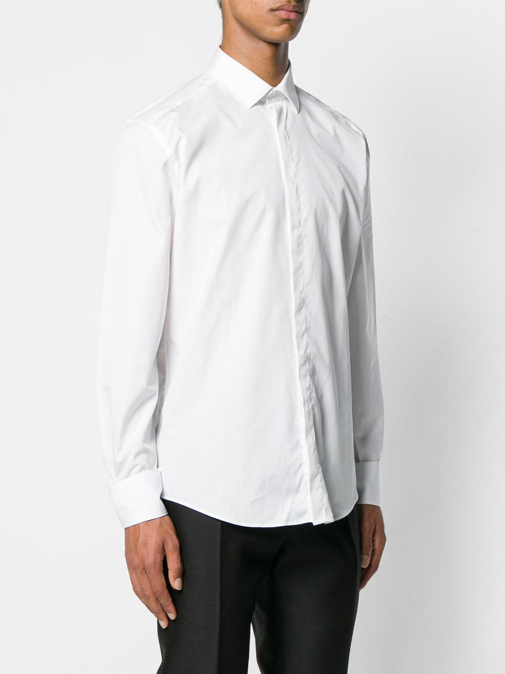 Lanvin Cotton Small Collar Shirt in White for Men - Lyst