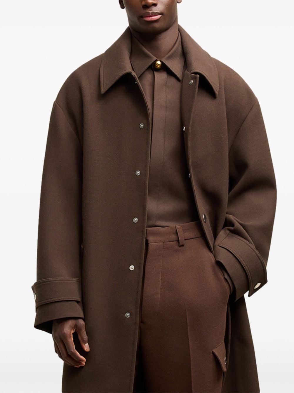 Ami Paris Belted Wool Coat in Brown for Men Lyst UK