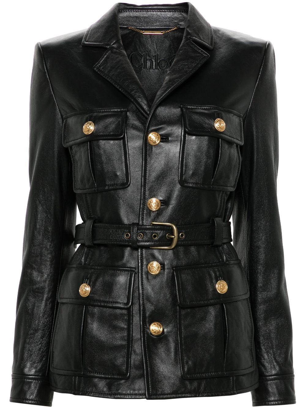 Black Belted Leather Jacket