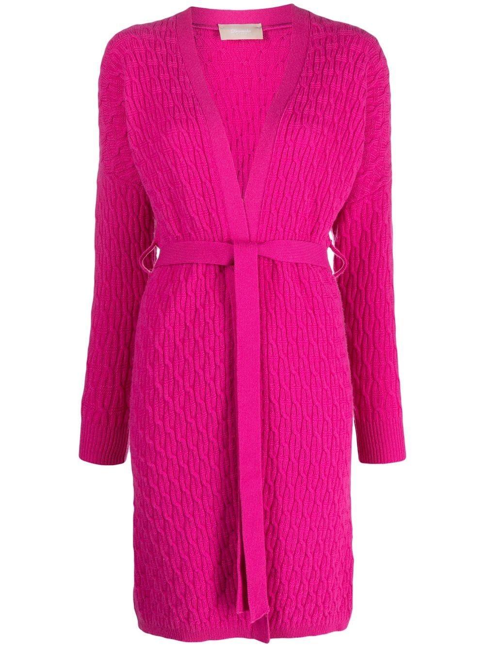 Drumohr Cableknit Belted Cardigan in Pink Lyst
