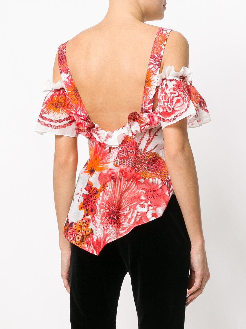 Lyst - Roberto Cavalli Coral Print Blouse in Red