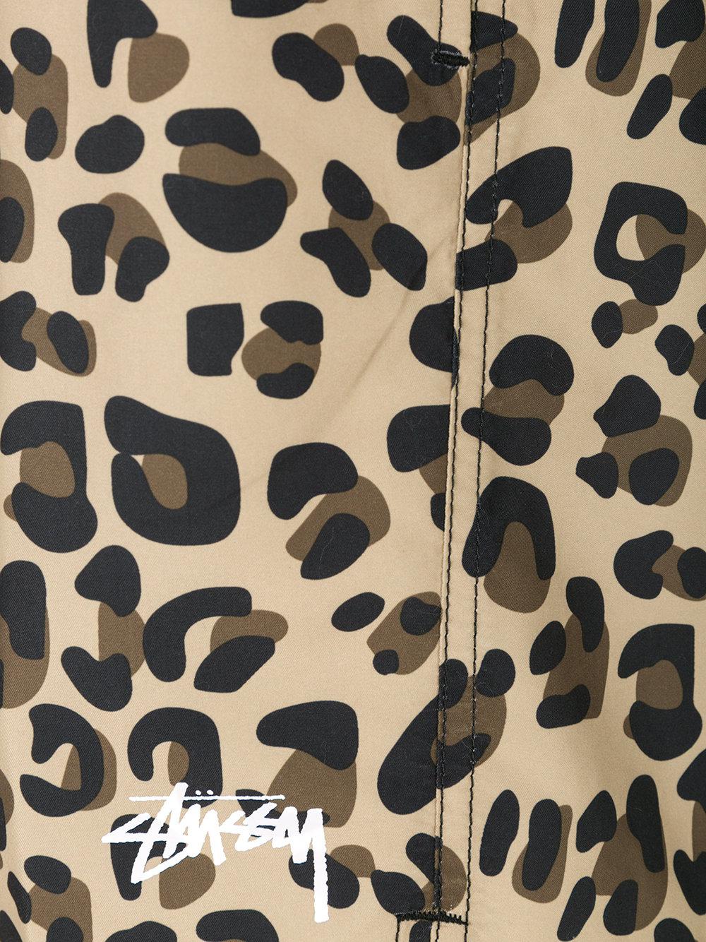 Stussy Leopard Print Swim Shorts for Men | Lyst