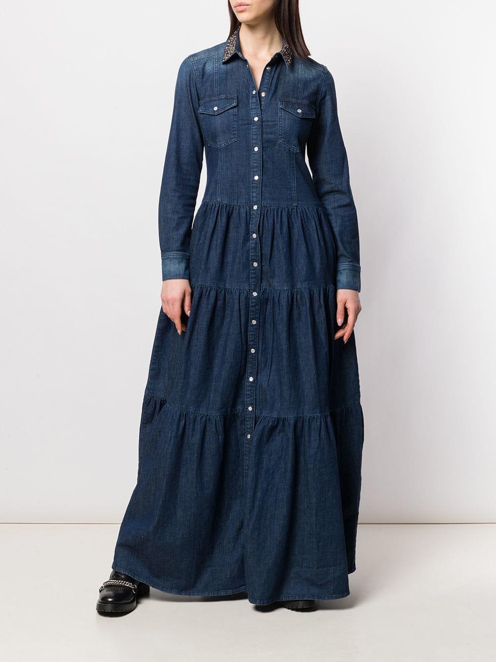 denim top maxi dress