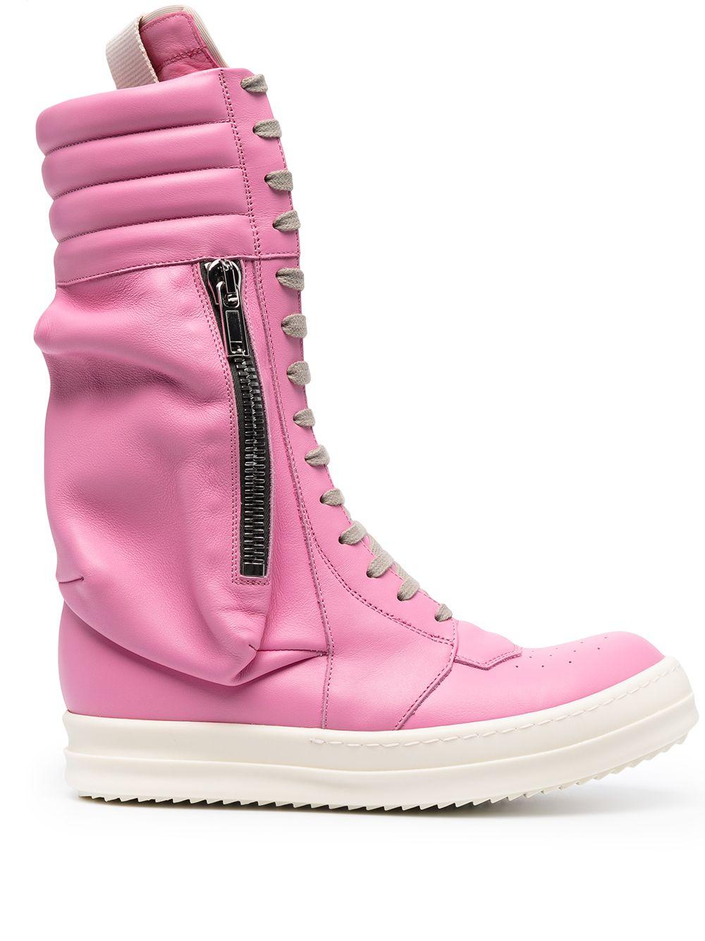 Rick Owens Leather Sneaker Boots in Pink