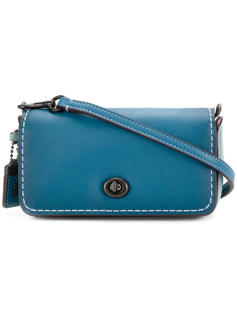 COACH Leather Mini Crossbody Bag in Blue - Lyst