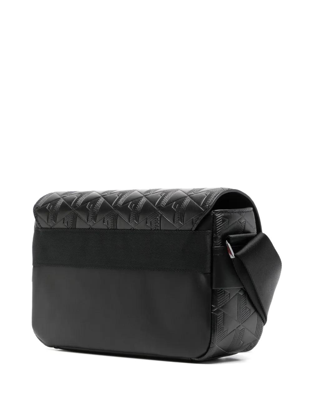 Lacoste Nomogramme Leather Flap Close Bag in Black for Men