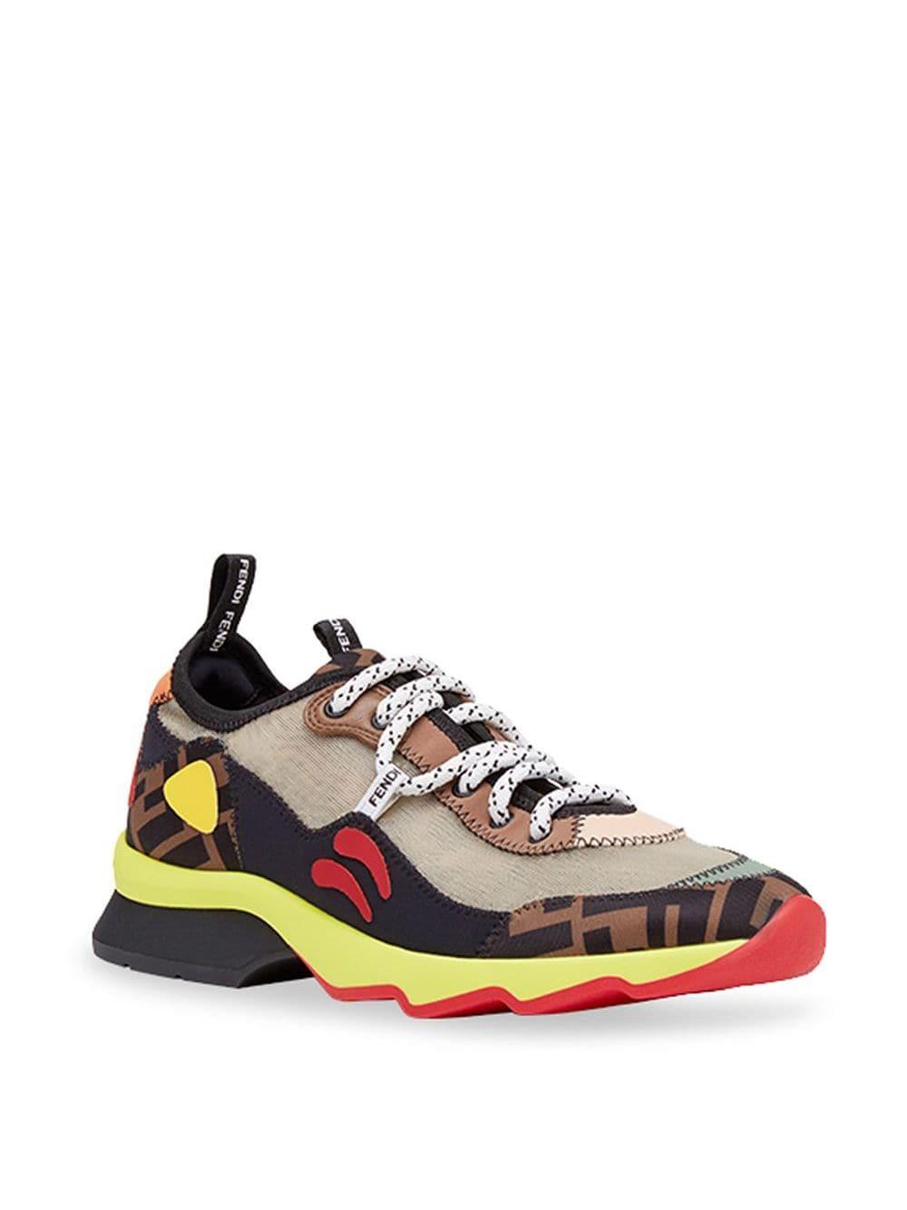 Fendi Synthetic Multicolour Technical Mesh Sneakers in Brown - Lyst