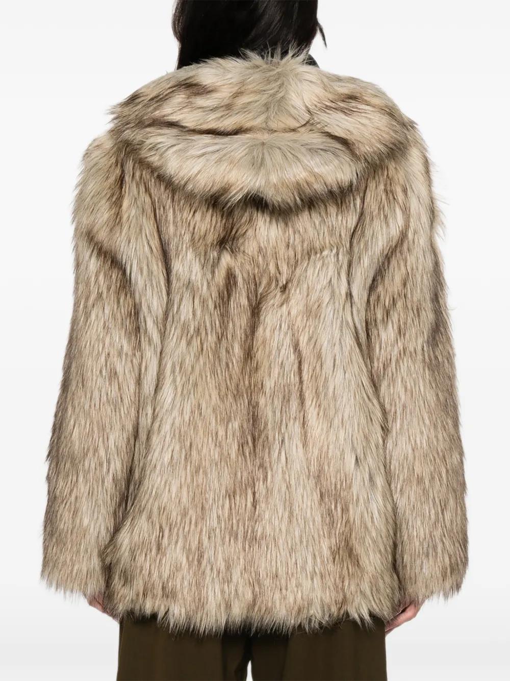 OPEN YY Hooded Reversible Faux-Fur Jacket in Natural | Lyst