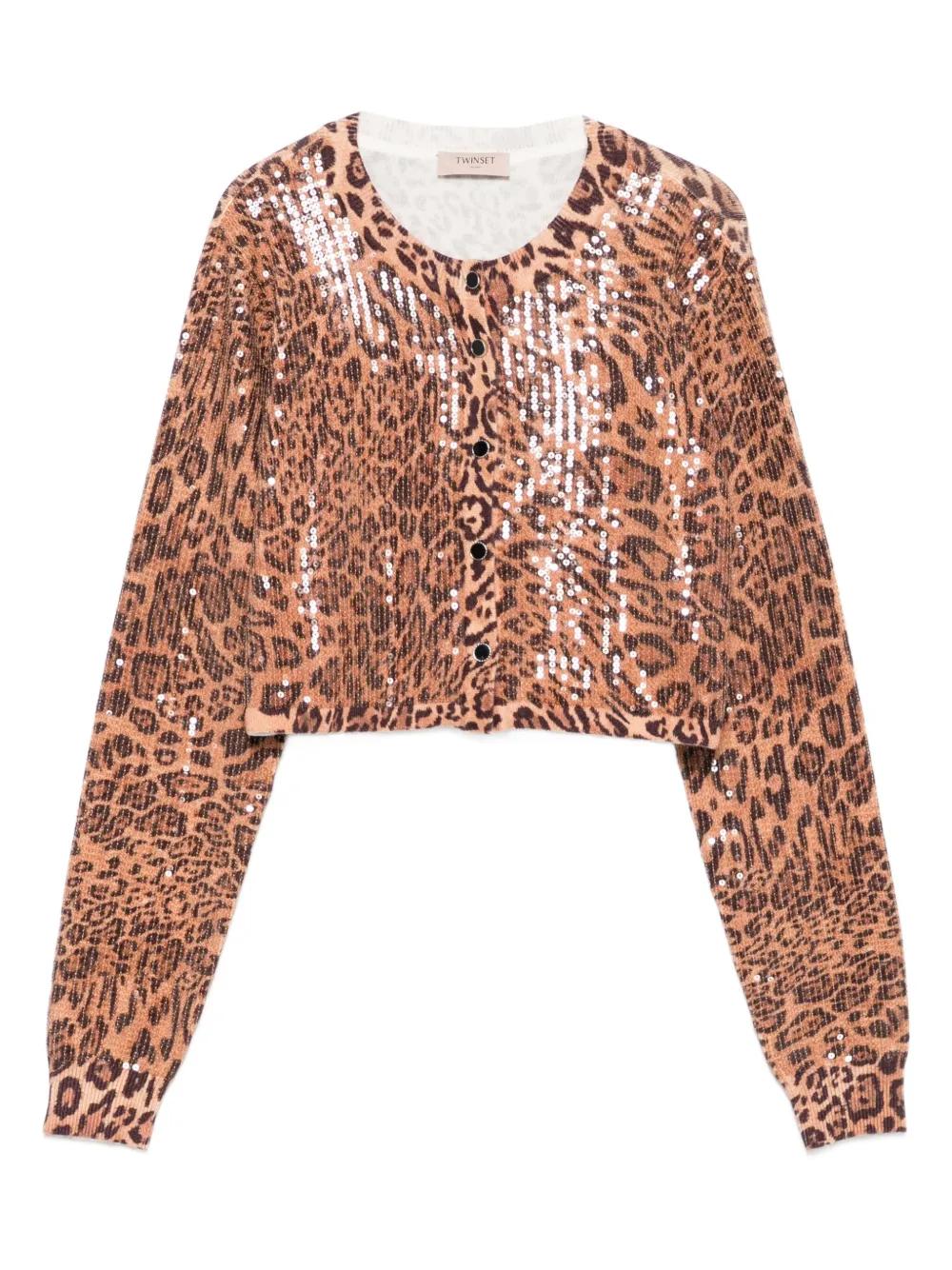 トップス 22AW COOHEM LEOPARD TWEED CARDIGAN トップス 22AW COOHEM LEOPARD TWEED CARDIGAN Womens Tie Front