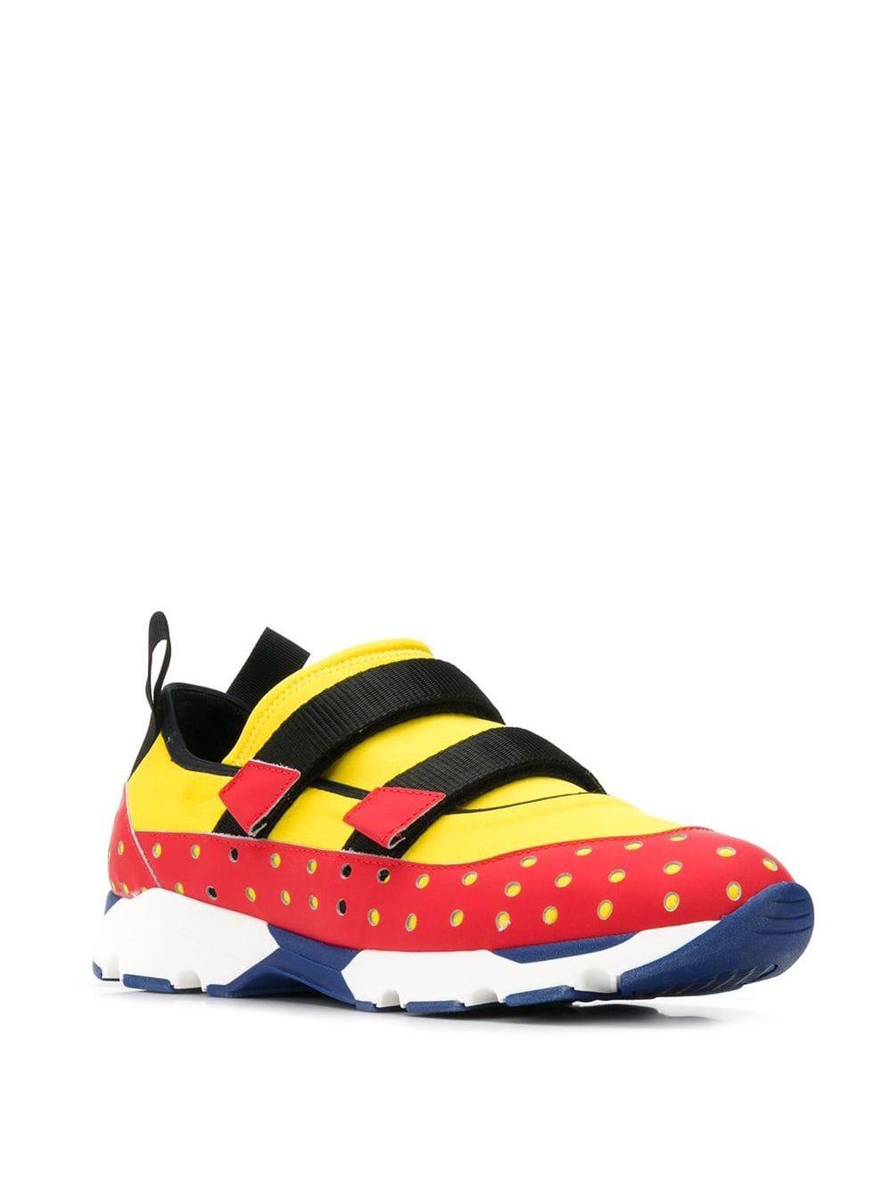 Marni Leather Perforated Panel Sneakers in Yellow for Men - Lyst
