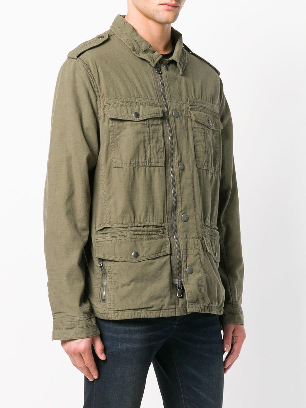 John Varvatos Cotton Embroidered Dragon Military Jacket in Green for ...