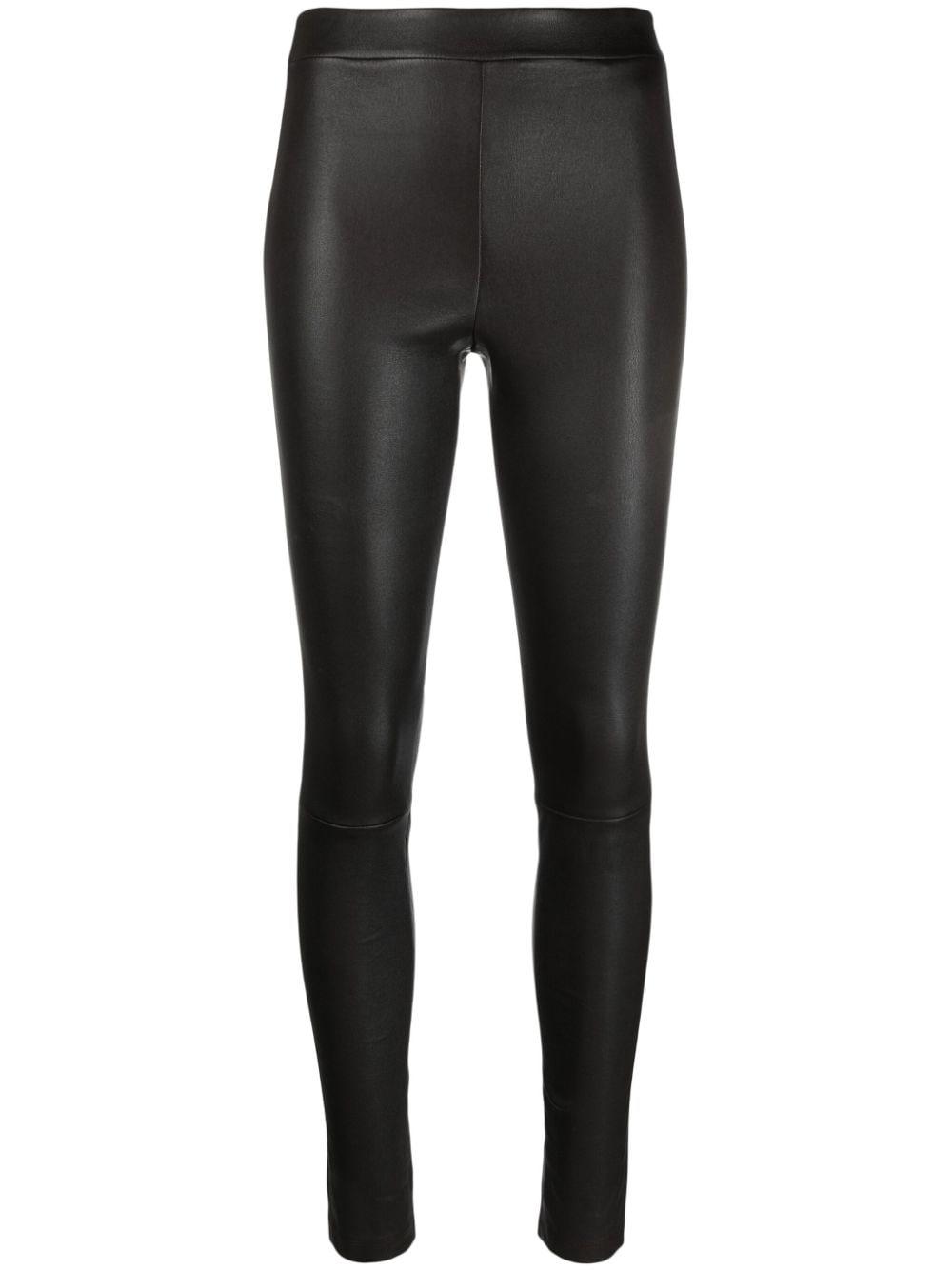 Theory High-waisted Leather leggings in Black
