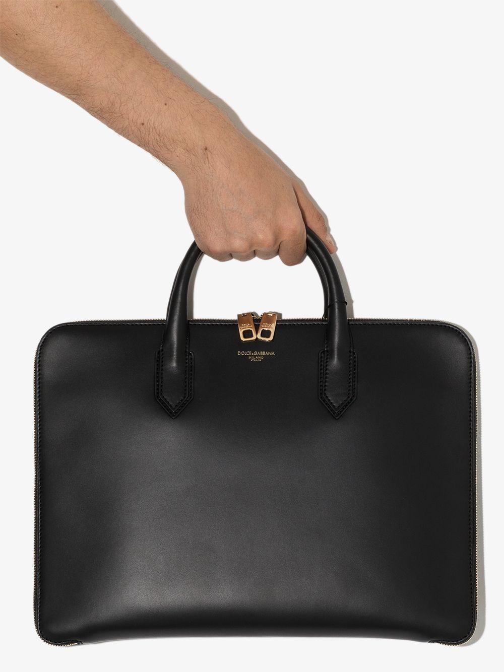 Mens Bags Briefcases and laptop bags Dolce & Gabbana Monreal Briefcase In Calfskin With Heat-pressed Logo in Black for Men 