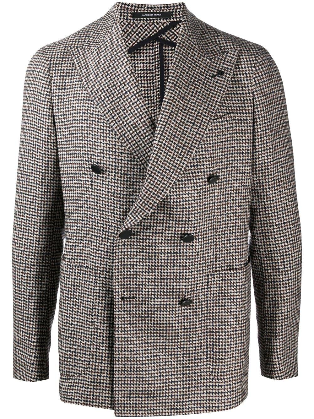 Tagliatore Wool Houndstooth Double-breasted Blazer in Gray for Men - Lyst