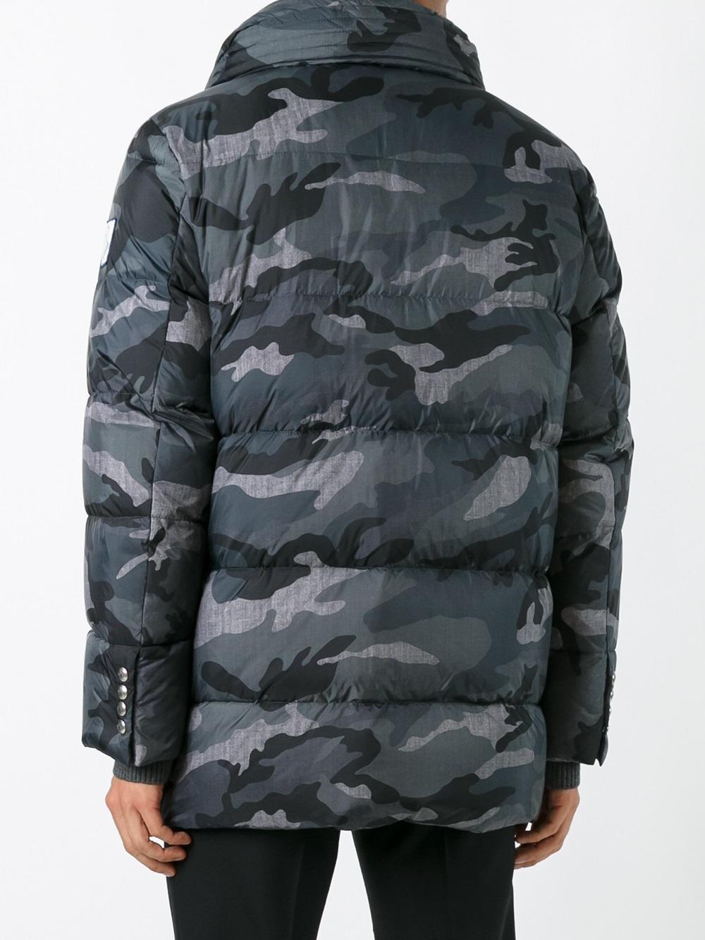 Lyst - Moncler Camouflage Print Coat in Gray for Men