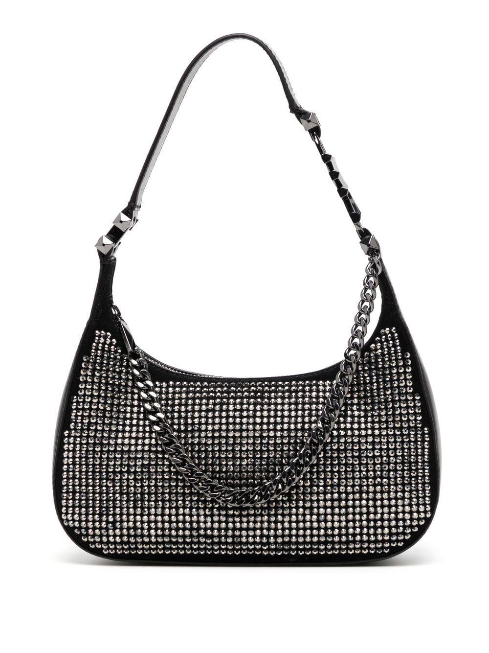 Michael Kors Ladies Shoulder Bag Cora Large Leather Chain Zip Pouchette ( Black): Handbags