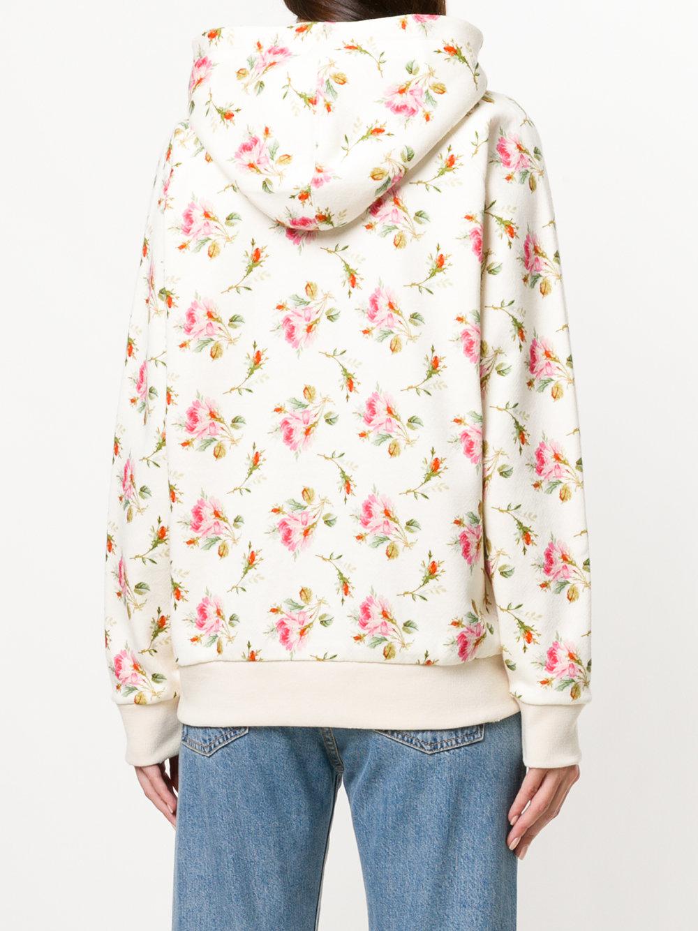 Gucci Cotton Floral Logo Hooded Sweatshirt - Lyst