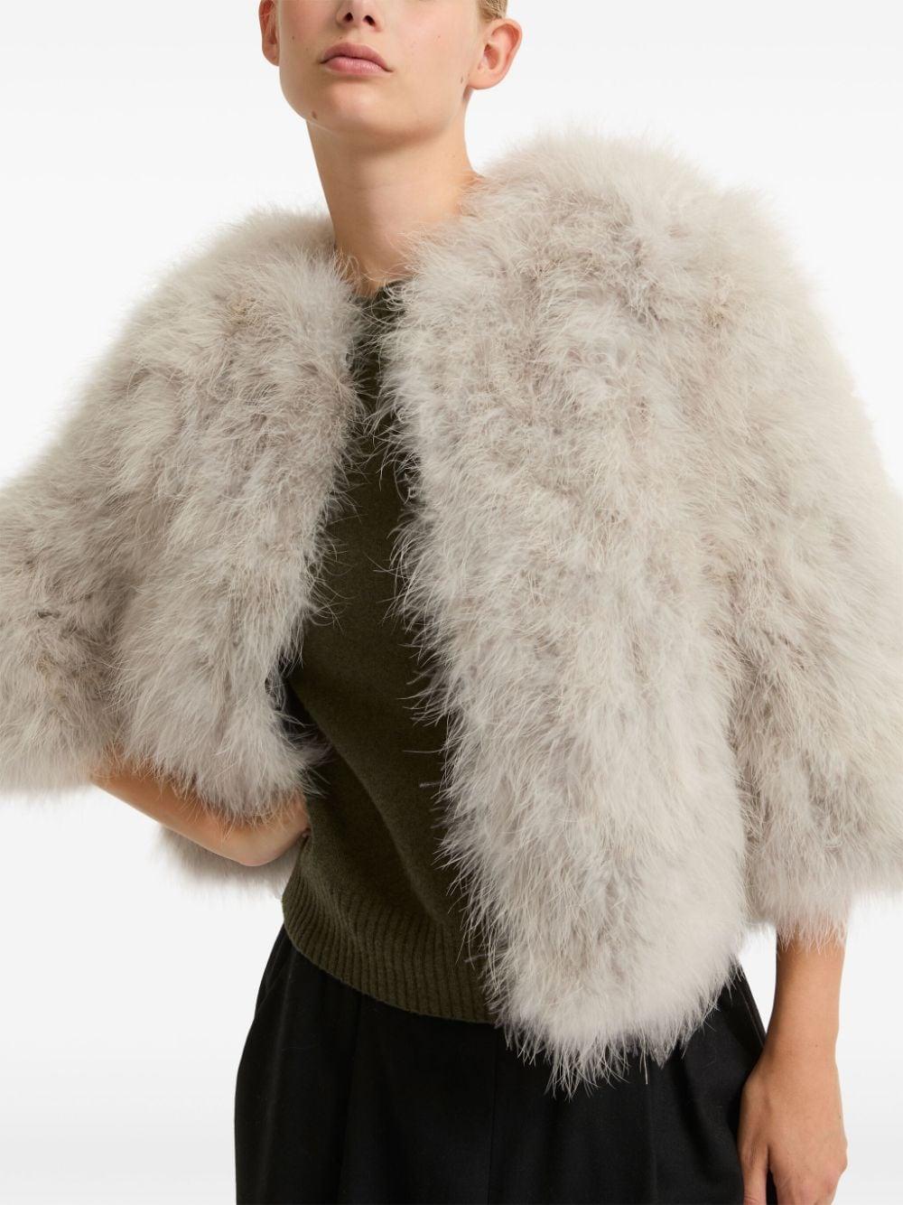 Yves Salomon Cropped Feather Jacket in Natural Lyst UK