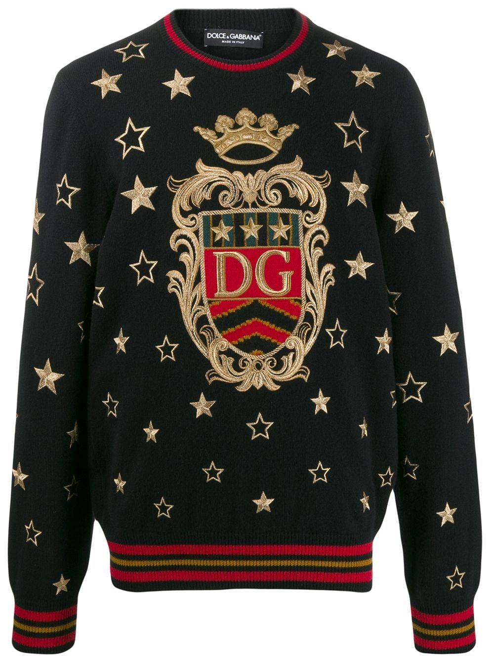 Dolce & Gabbana Wool Dg Star Embroidered Jumper in for - Lyst