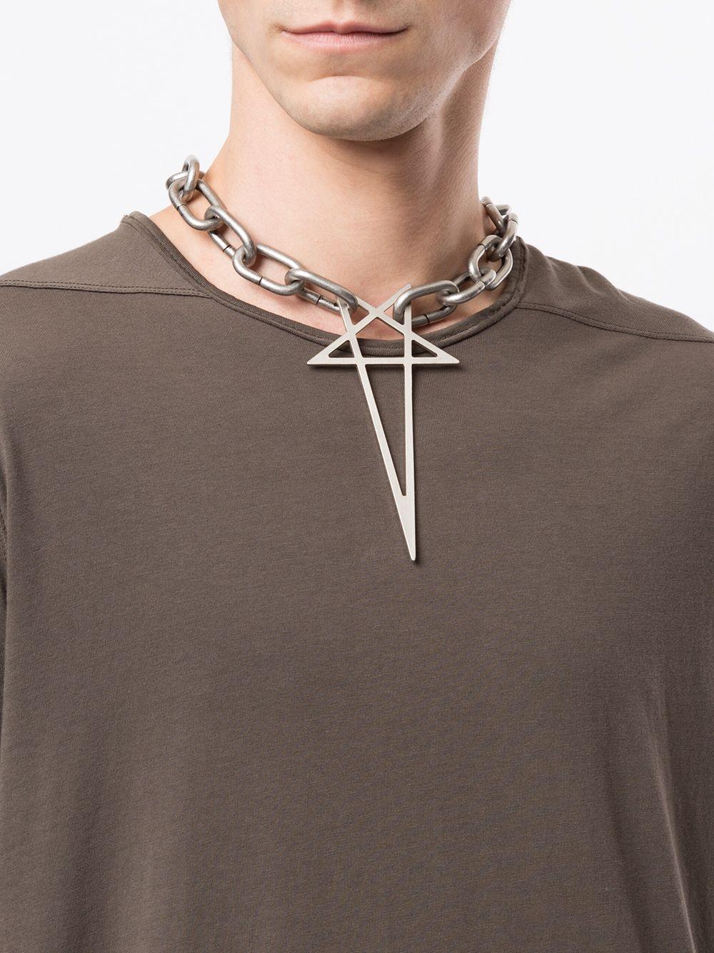Rick Owens Pentagram Pendant Necklace in Metallic | Lyst