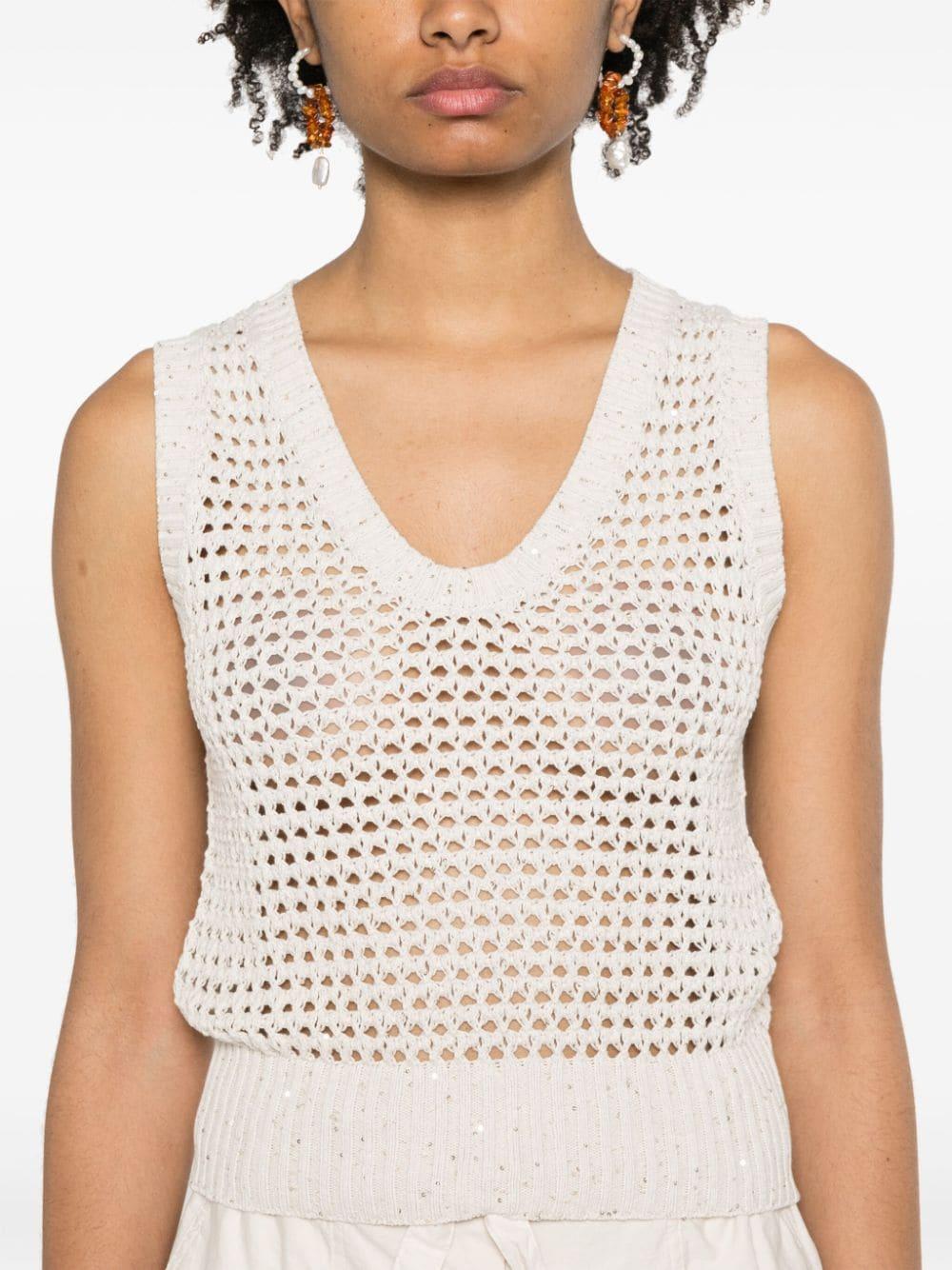 Brunello Cucinelli open-knit sequin jumper - Neutrals