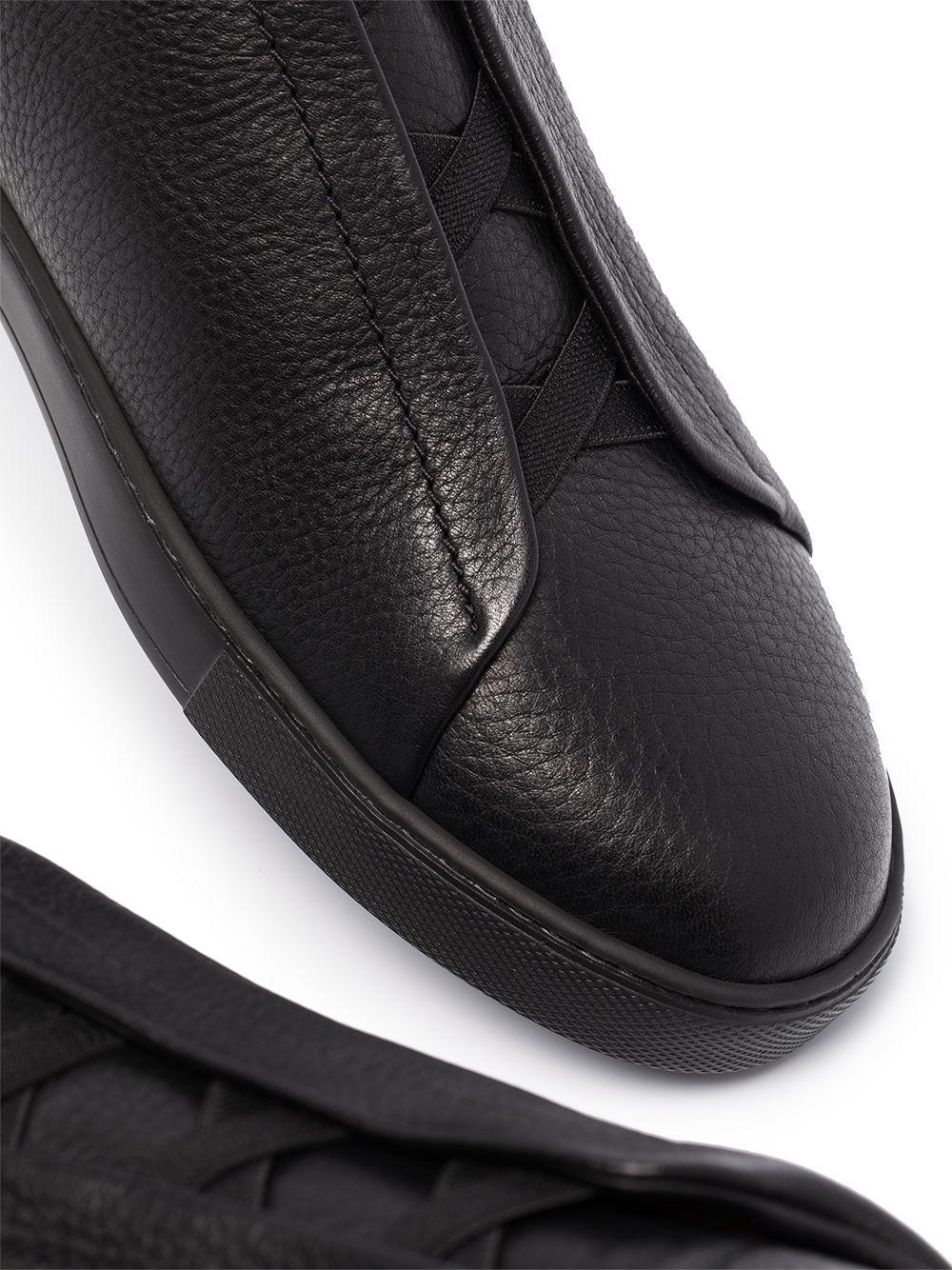 Ermenegildo Zegna Leather Triple Stitch Sneakers in Black for Men - Lyst