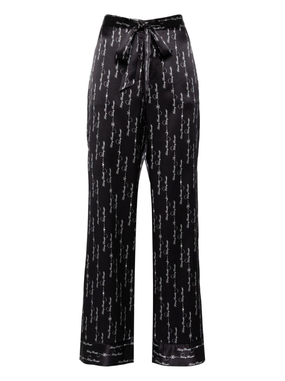 Kiki de Montparnasse F Beautiful Silk Lounge Tie Up Pajama Pants in Black Lyst UK