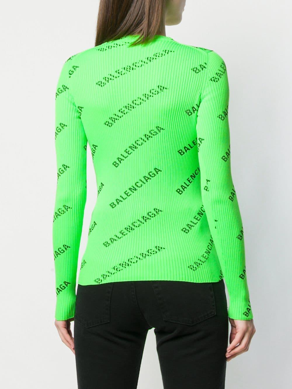 Balenciaga Allover Logo Sweater in Green - Lyst