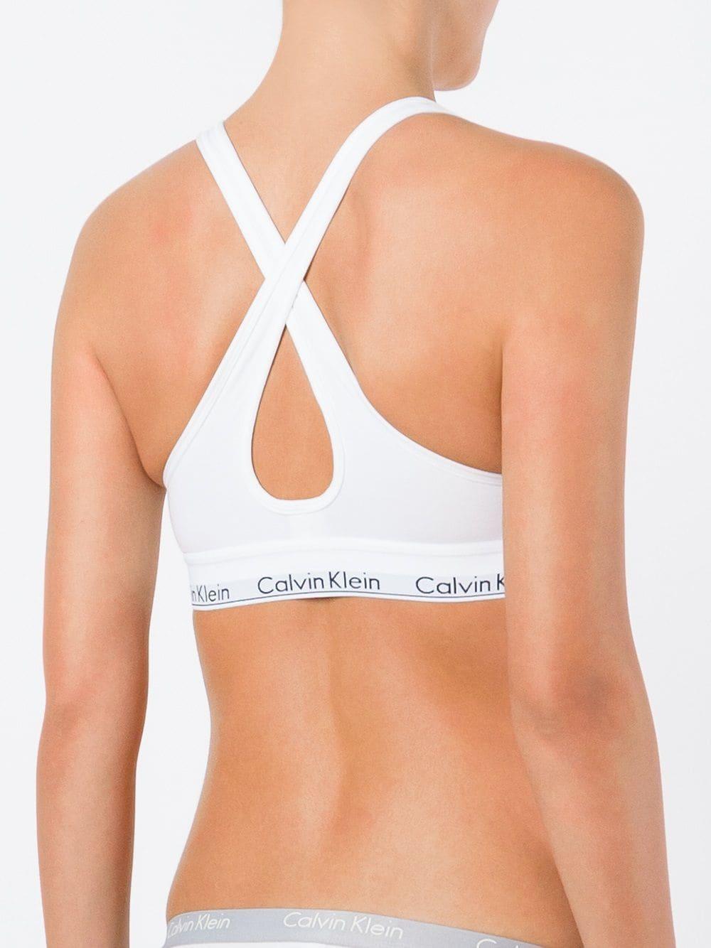 Calvin Klein Criss Cross Back Bra in White | Lyst