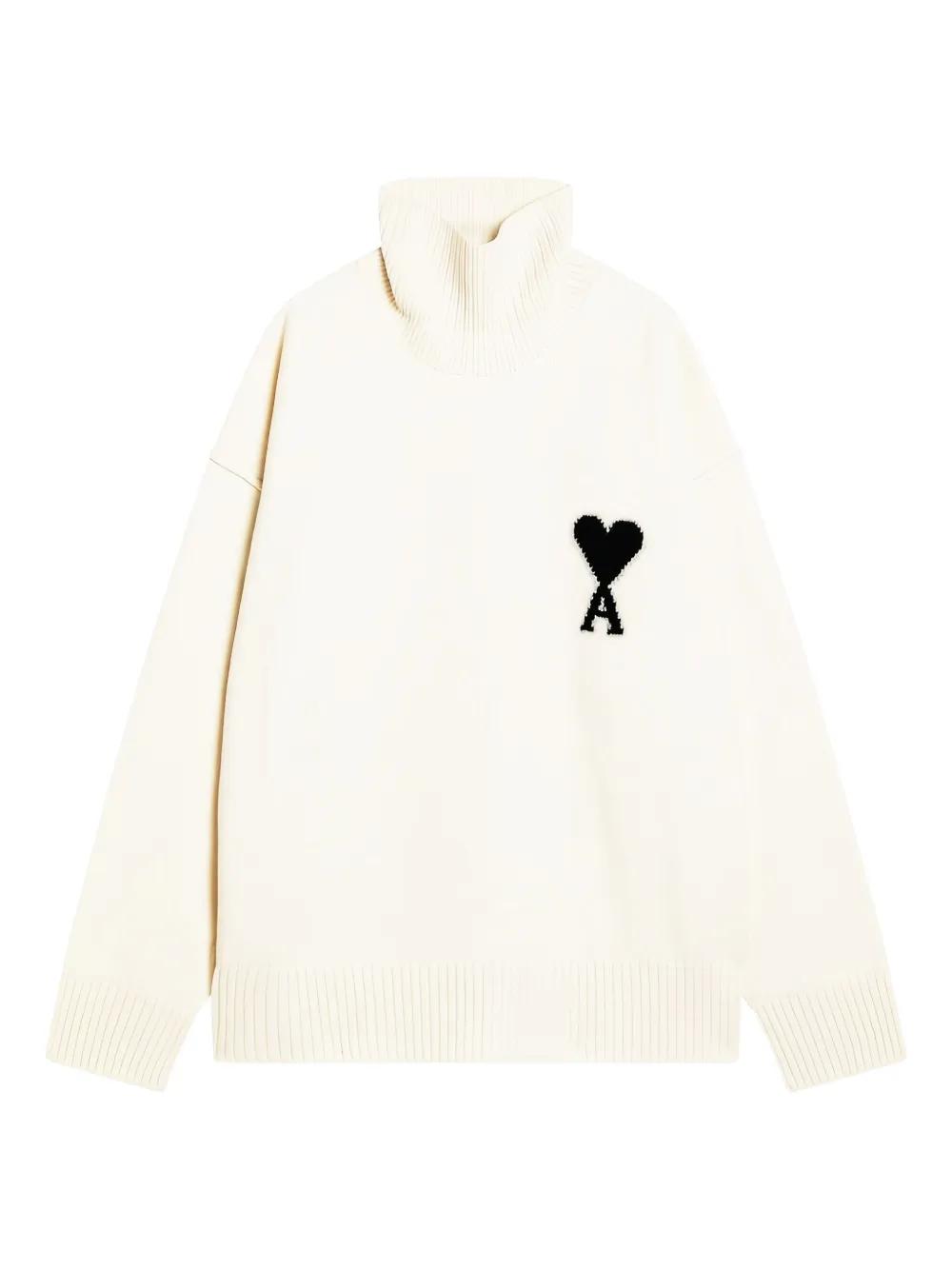 【美品】Ami Parisタートルネック　白セーター S アミパリス Ami Paris ami paris セーター BFUKS402.018 ニット