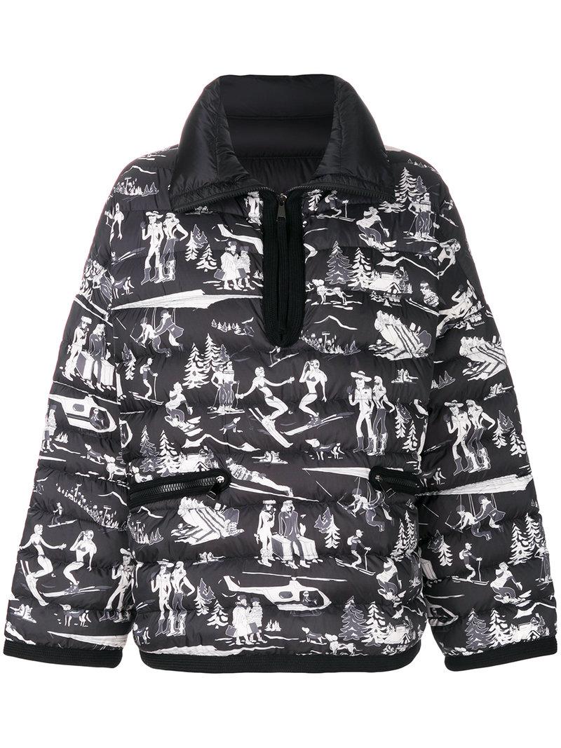 Moncler Ski-print Shell Down Jacket in Black for Men | Lyst