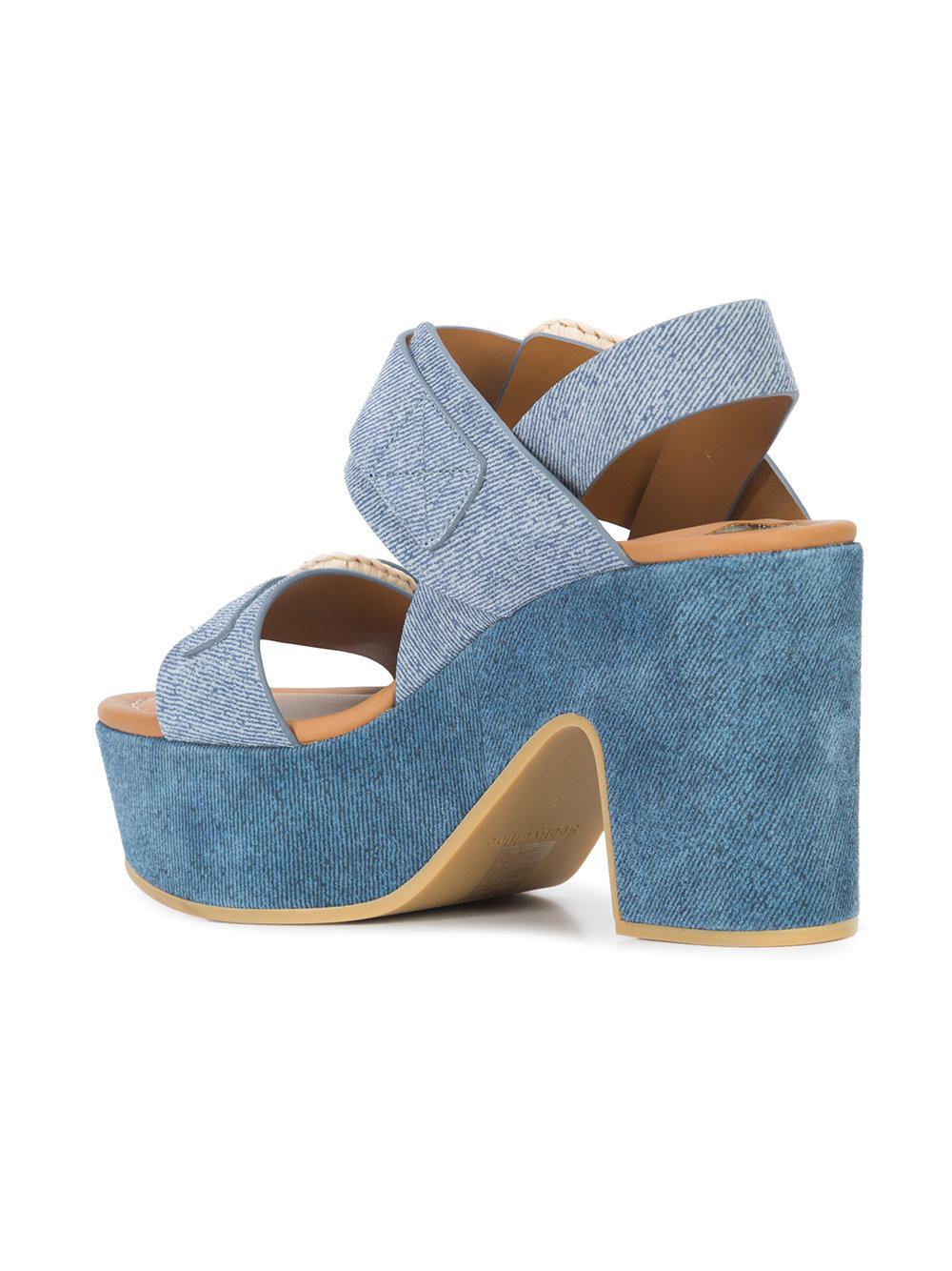 See By Chloé Denim Nora Platform Sandals in Blue - Lyst
