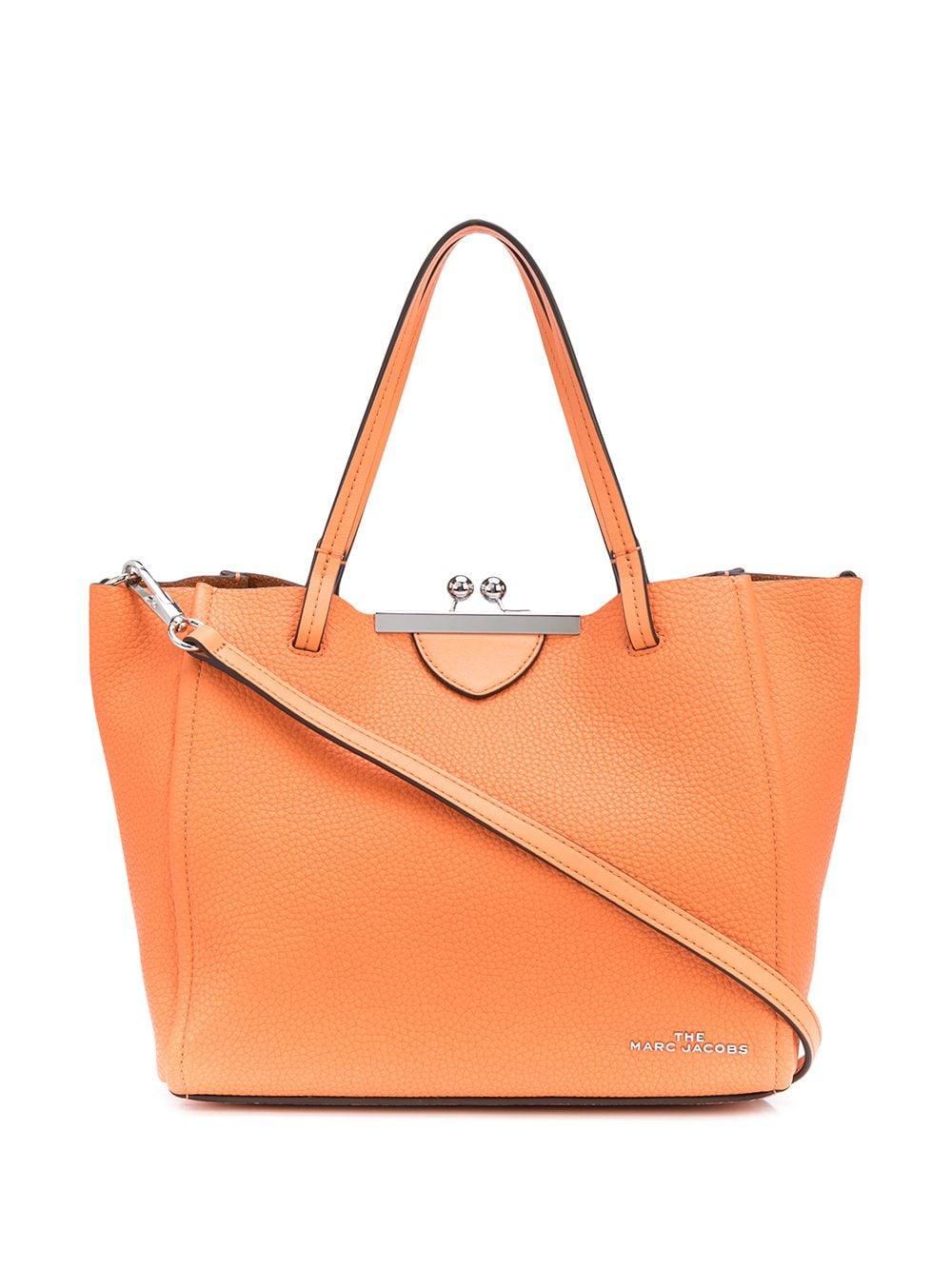 Marc Jacobs Leather The Kiss Lock Mini Tote Bag in Orange - Lyst