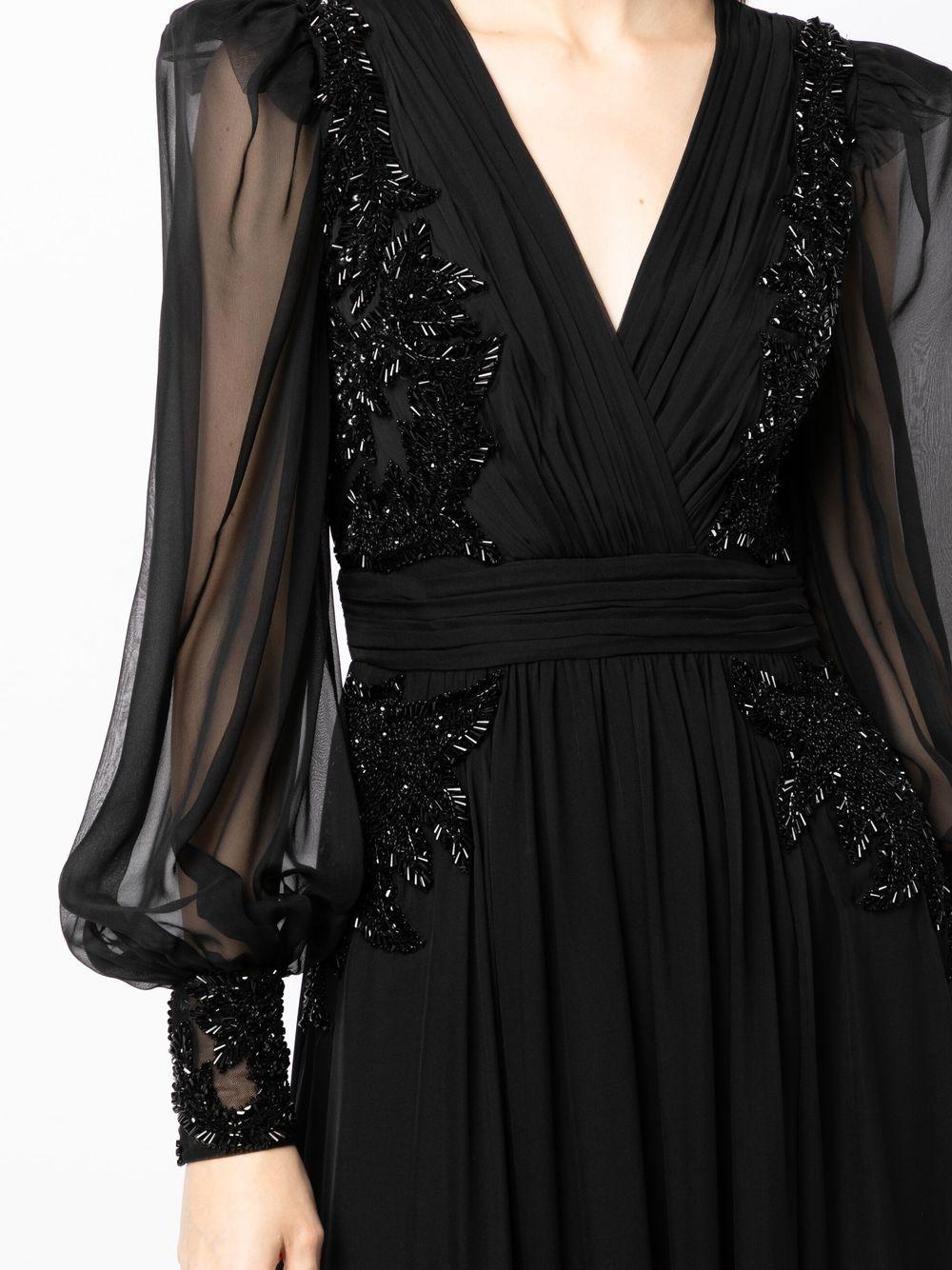 Zuhair Murad Bead-embellished V-neck Evening Gown in Black | Lyst