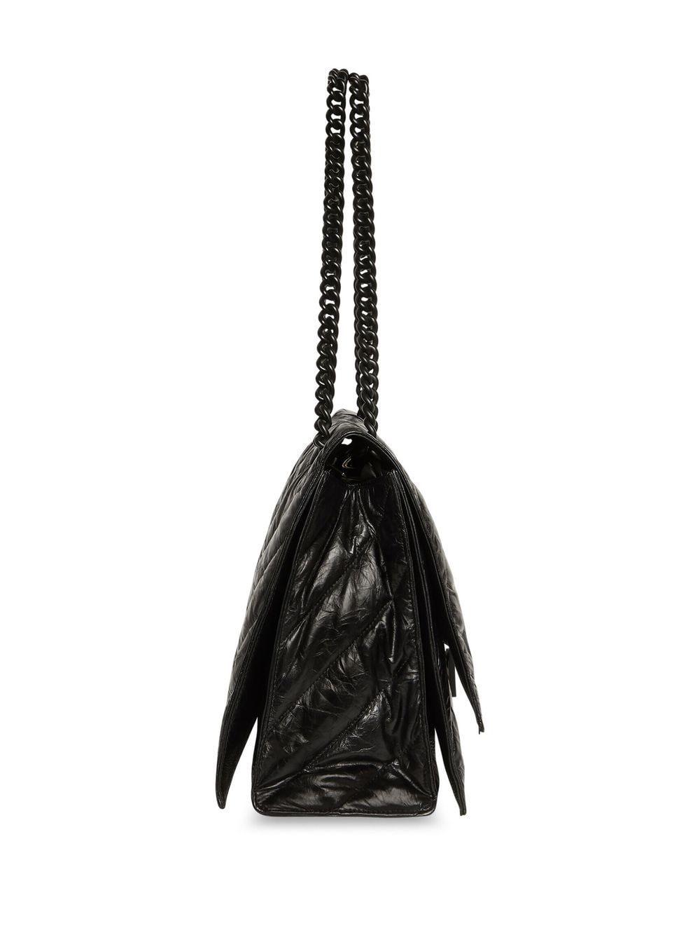Balenciaga Leather Crush Quilted Shoulder Bag in Black | Lyst