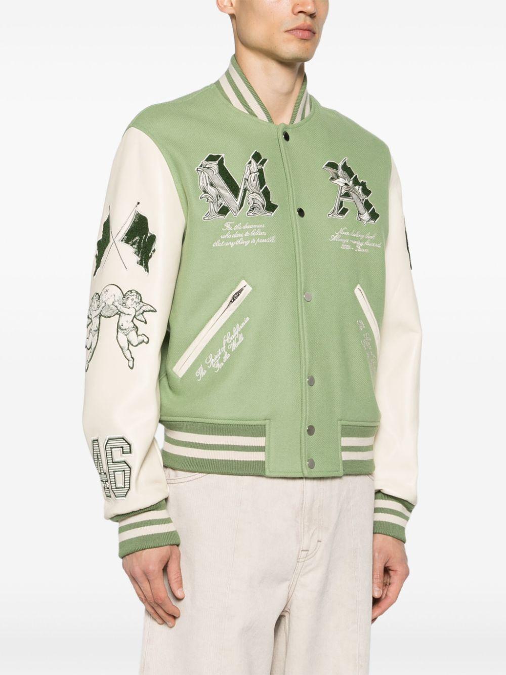 Amiri Ma Angel Embellished Melton Wool-blend Twill And Leather 